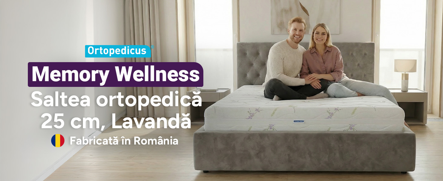 Saltea De Pat Ortopedica, Memory Hd 15+7+1, Lavanda Wellness, Fara Arcuri, 160 X 200 - 1 Saltea De Pat Ortopedica, Memory Hd 15+7+1, Lavanda Wellness, Fara Arcuri
