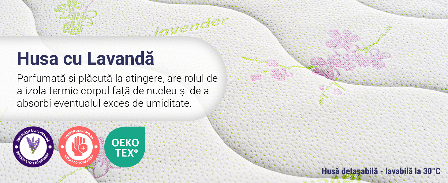 Saltea De Pat Ortopedica, Memory Hd 17+5+1, Lavanda Strong