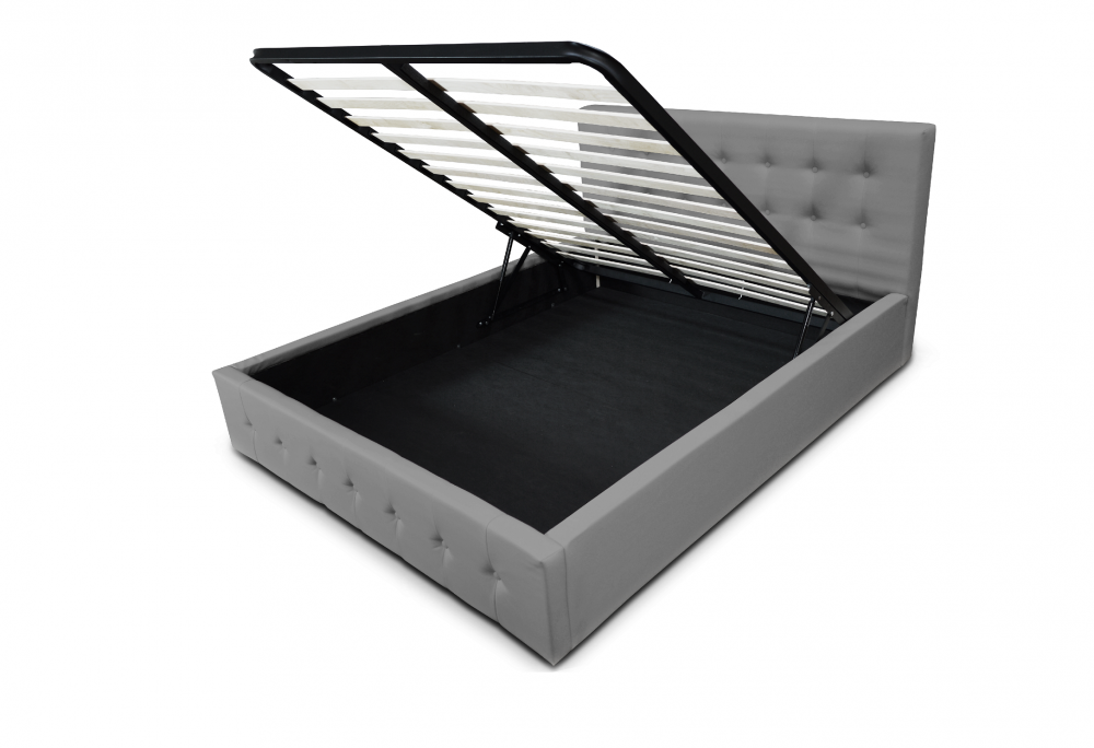 Pat Tapitat Hans, Modular, Piele Ecologica, Cu Sertar Lenjerii Si Somiera Rabatabila, 90X200