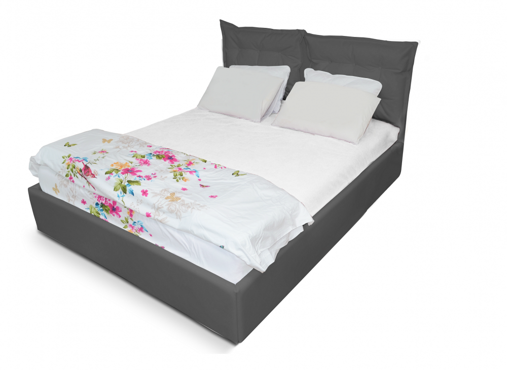 Pat Tapitat Otto, Modular, Piele Ecologica, Cu Sertar Lenjerii Si Somiera Rabatabila, 90X200, Culoare Gri