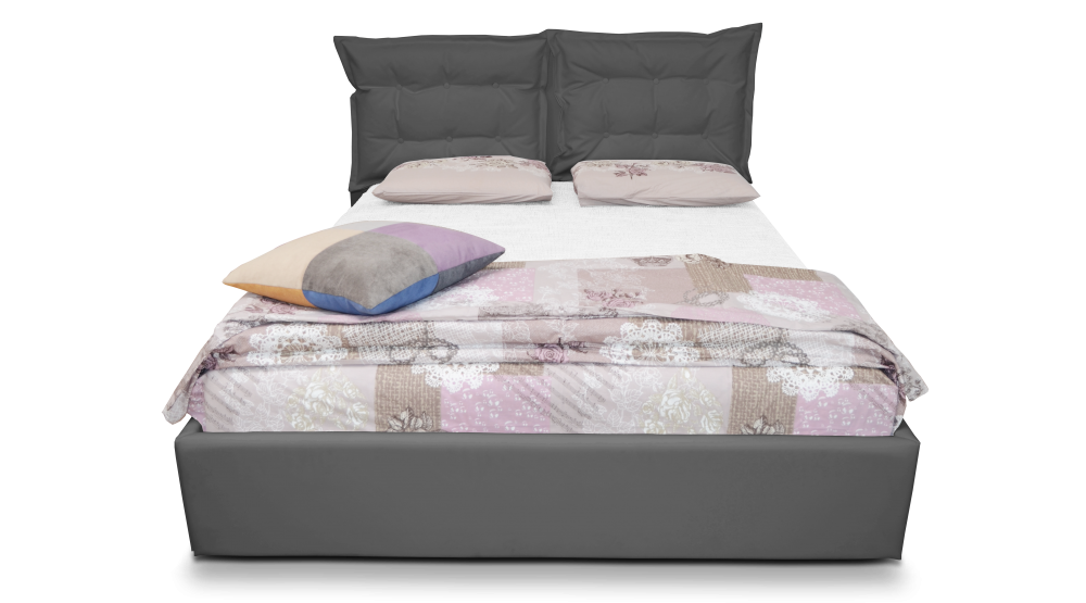 Pat Tapitat Otto, Modular, Piele Ecologica, Cu Sertar Lenjerii Si Somiera Rabatabila, 180X200, Culoare Alb