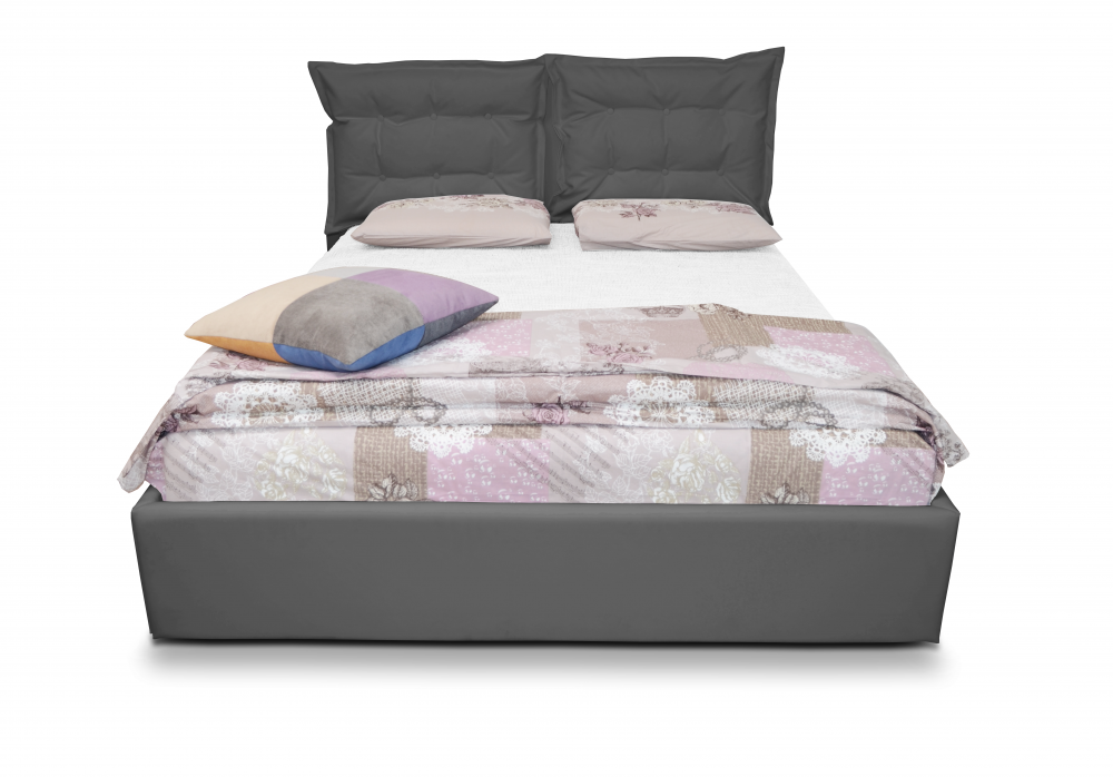 Pat Tapitat Otto, Piele Ecologica, Cu Somiera Fixa, 140X200, Culoare Alb