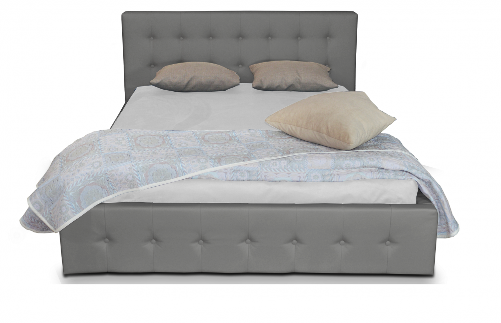 Pat Tapitat Hans, Piele Ecologica, Cu Somiera Fixa, 160X200, Culoare Gri