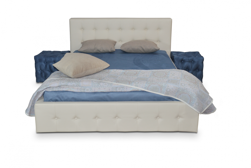 Pat Tapitat Hans, Piele Ecologica, Cu Somiera Fixa, 140X200, Culoare Alb