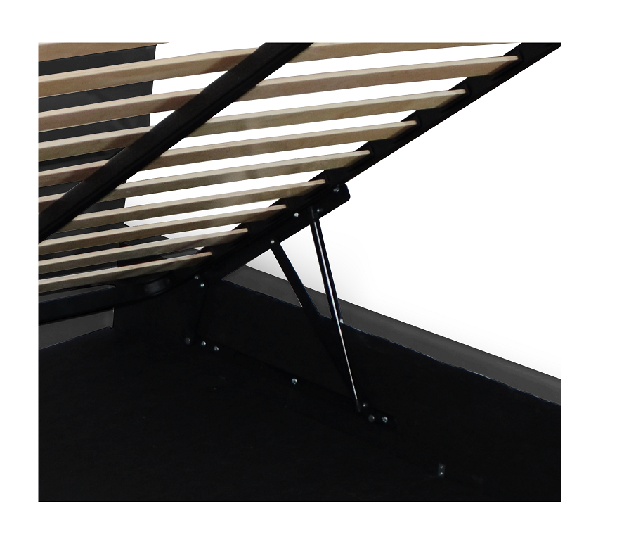 Pat Tapitat Cu Material Textil, 200 X 200, Somiera Rabatabila Si Lada Depozitare, Culoare Alb, Kurt - 2 Somiera Pat Tapitat Kurt