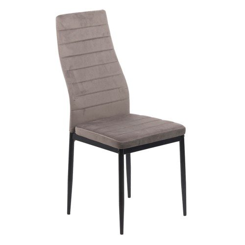Scaun de bucatarie din catifea si cadru negru BUC 263V gri