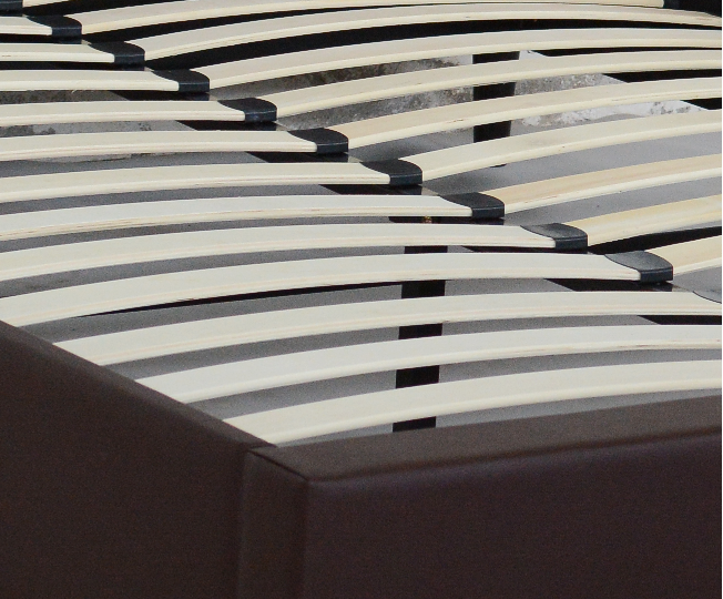 Pat Tapitat Cu Piele Ecologica Cu Somiera Fixa 160X200, Hanna, Culoare Bej