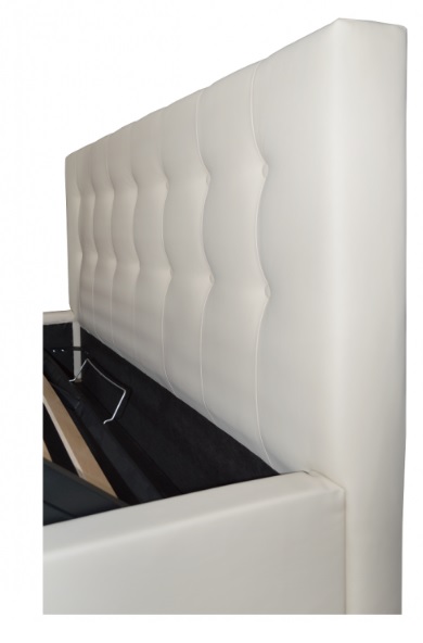 Pat Tapitat Cu Piele Ecologica 200 X 200 , Cu Somiera Fixa, Culoare Alb, Hans - 2 Tablie Pat Tapitat Hans