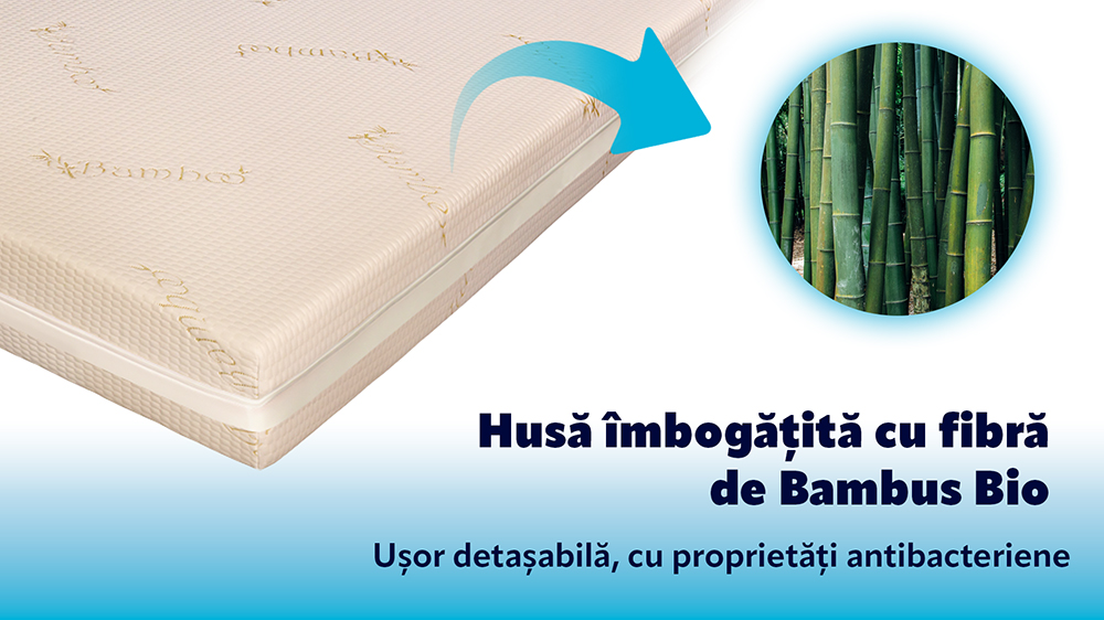 Saltea De Pat Ortopedica Reversibila, Bio Bambus Medical Strong