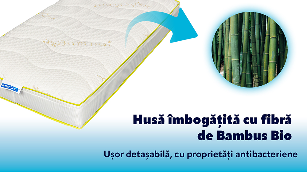 Saltea De Pat Ortopedica Pentru Copii – Arcuri Pocket, Bio Cocos, Bio Bambus, Zen Baby