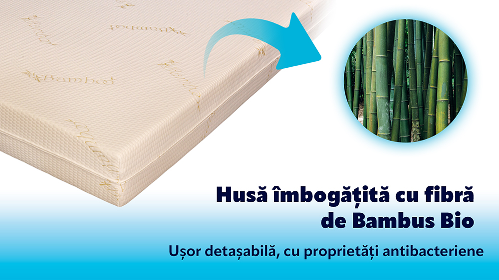 Saltea De Pat Ortopedica, Bio Cocos, Bio Bambus, 15+2+6 Cm