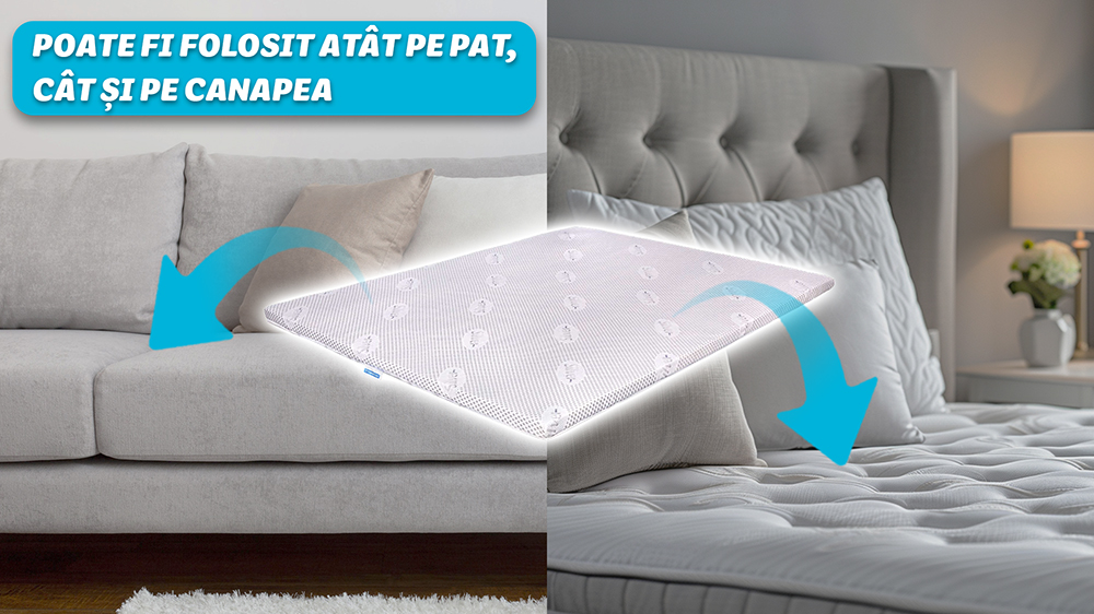 Topper Saltea Ortopedic - Latex 5.5 Cm, Husa Cu Ioni De Argint