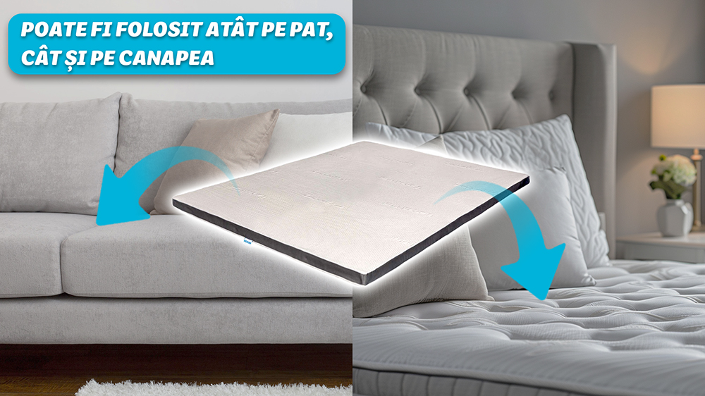 Topper Saltea Memory 4+2 Argentum, 140 X 190 Cm - 3 Topper Saltea Memory 4+2 Argentum