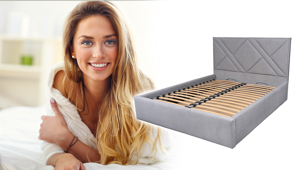 Pat Tapitat Cu Lada De Depozitare Si Cadru Metalic- Victoria