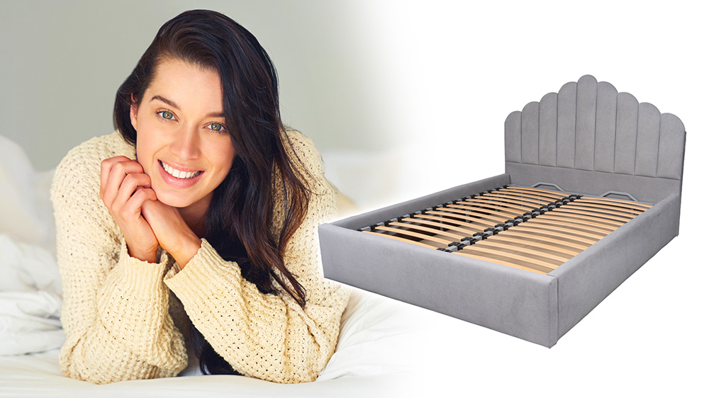 Pat Tapitat Cu Lada De Depozitare Si Cadru Metalic- Iris