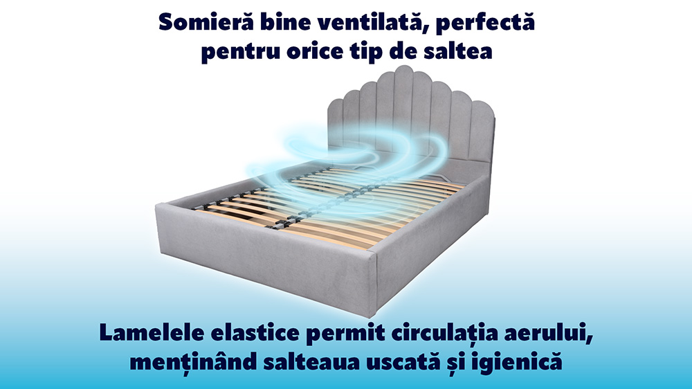 Pat Tapitat Cu Lada De Depozitare Si Cadru Metalic- Iris