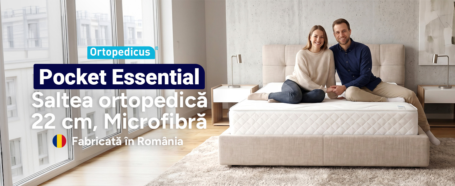 Saltea De Pat Cu Arcuri Pocket, 140×190 – Pocket Essential, 22 Cm - 1 Saltea De Pat Cu Arcuri Pocket– Pocket Essential, 22 Cm